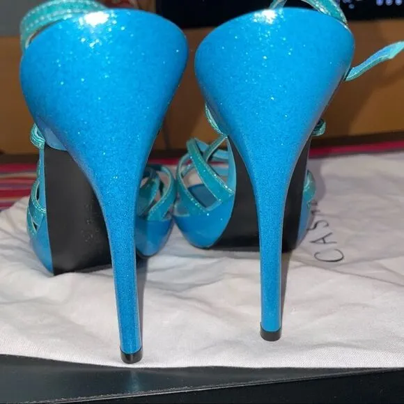 🆕 casadei Glitter 5.5” spike platform sandals Sz 8
