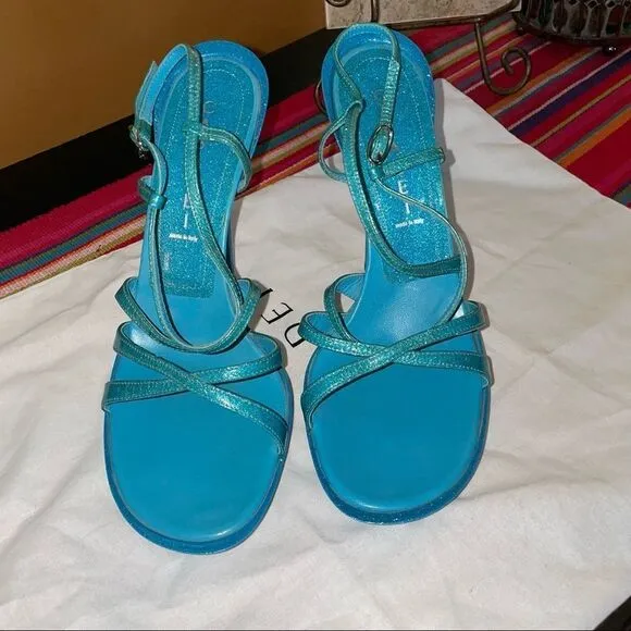 🆕 casadei Glitter 5.5” spike platform sandals Sz 8