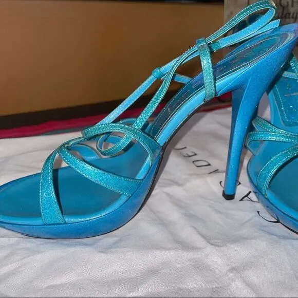 🆕 casadei Glitter 5.5” spike platform sandals Sz 8