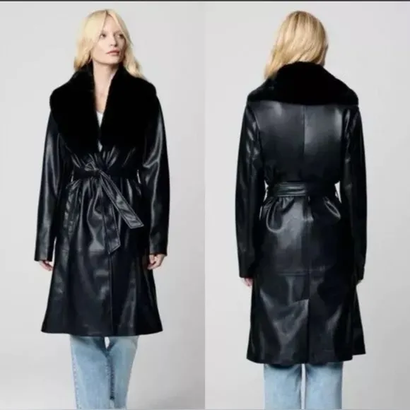 🌟 Chic Vegan Leather Trench Coat by BLANKNYC 🌟
