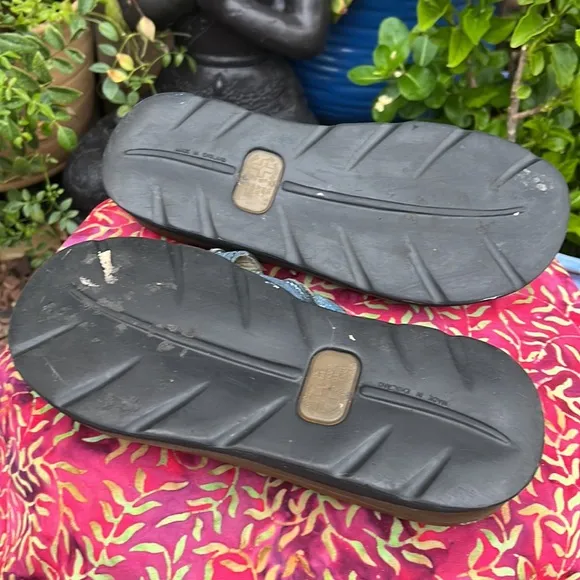 🏴󠁧󠁢󠁥󠁮󠁧󠁿 Dr. Martens MIE Blue Leather Criss-Cross Slides / Sandals UK 6