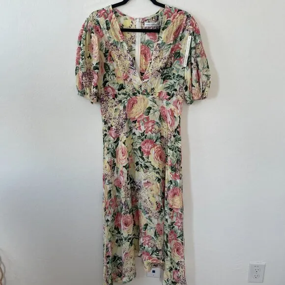 ⭐️ Faithfull Venissa Floral Flower Boho Peasant Cottage Hippie Chic Midi Dress
