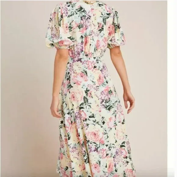 ⭐️ Faithfull Venissa Floral Flower Boho Peasant Cottage Hippie Chic Midi Dress