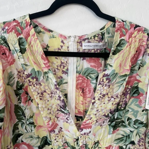 ⭐️ Faithfull Venissa Floral Flower Boho Peasant Cottage Hippie Chic Midi Dress