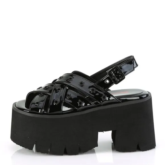 🍒 Festival Goth Star Platform Sandals