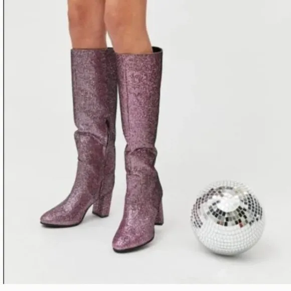 ⭐️ Isabel Sparkle Tall Boho Peasant Party Romantic Sequin Hipster Chic Boots
