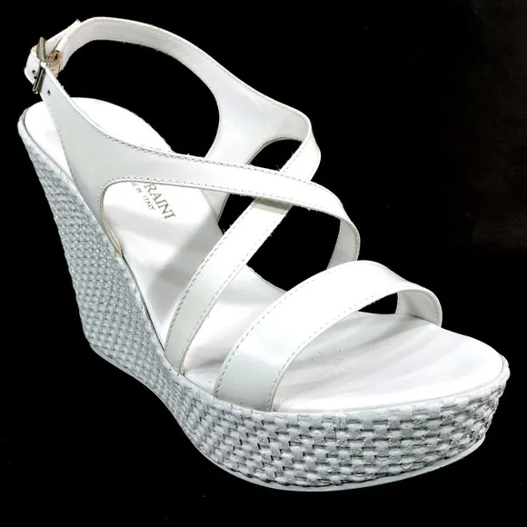 🇮🇹 LUIGI TRAINI 🇮🇹PLATFORM  LEATHER SANDALS