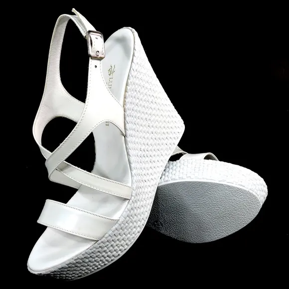 🇮🇹 LUIGI TRAINI 🇮🇹PLATFORM  LEATHER SANDALS