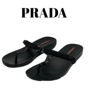 🖤 Prada Red Line Sport Thong Sandals – Black – Size 39 EU