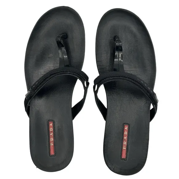 🖤 Prada Red Line Sport Thong Sandals – Black – Size 39 EU
