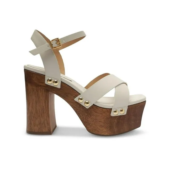 🆕️ Schutz Gaylah Leather &amp; Wood Platform Sandals in White
