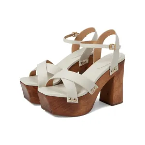 🆕️ Schutz Gaylah Leather &amp; Wood Platform Sandals in White