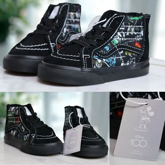 🔥🔥 Vans X Disney 100 Toddler Kids SK8-Hi Zip Villains Size 6