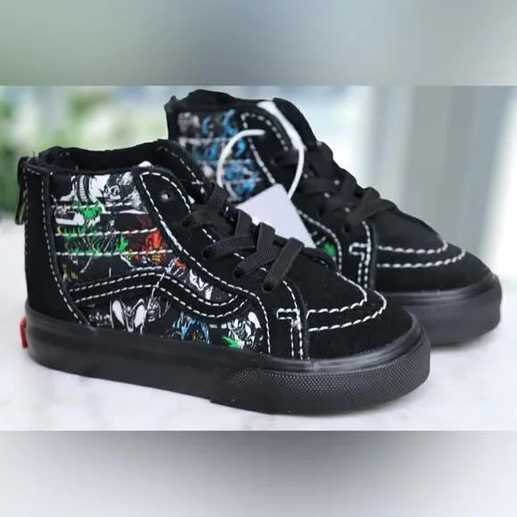 🔥🔥 Vans X Disney 100 Toddler Kids SK8-Hi Zip Villains Size 6