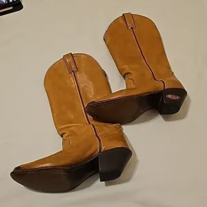 - Vintage Code West Soft Leather Cowboy Boots Sz 5.5 Fits like a 6.5