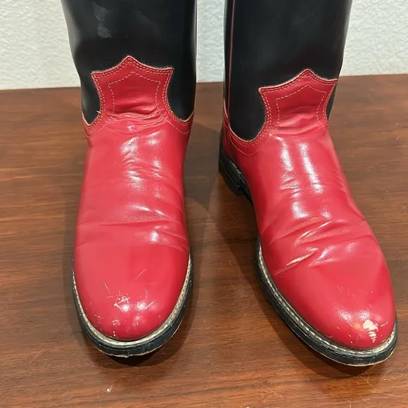 💙♥️ Vintage Red &amp; Navy Justin Roper Cowboy Boots