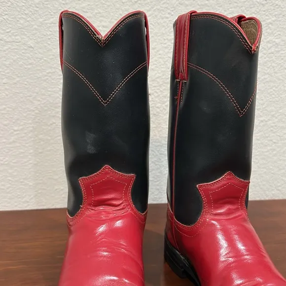 💙♥️ Vintage Red &amp; Navy Justin Roper Cowboy Boots