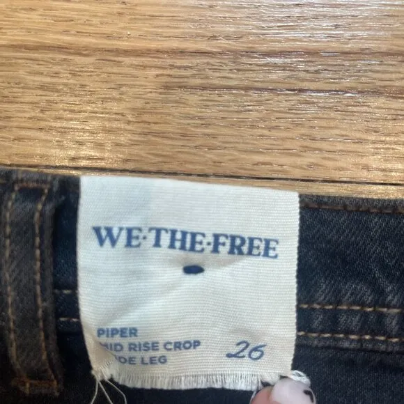 014 We The Free People Piper Mid Rise Crop Wide Leg Jeans Size 26