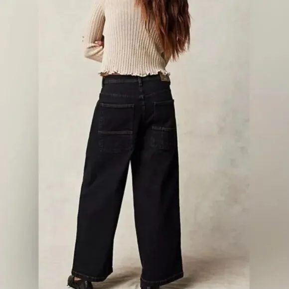 014 We The Free People Piper Mid Rise Crop Wide Leg Jeans Size 26