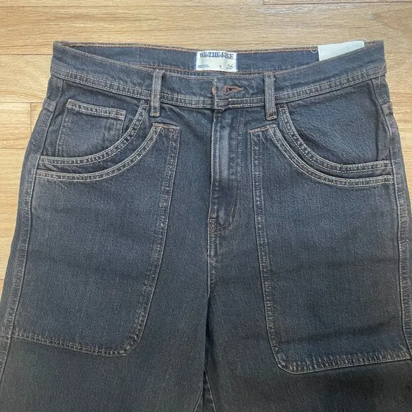 014 We The Free People Piper Mid Rise Crop Wide Leg Jeans Size 26