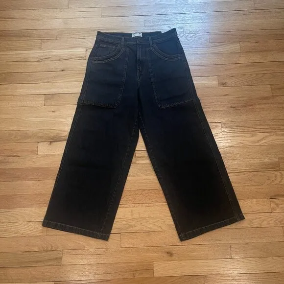 014 We The Free People Piper Mid Rise Crop Wide Leg Jeans Size 26