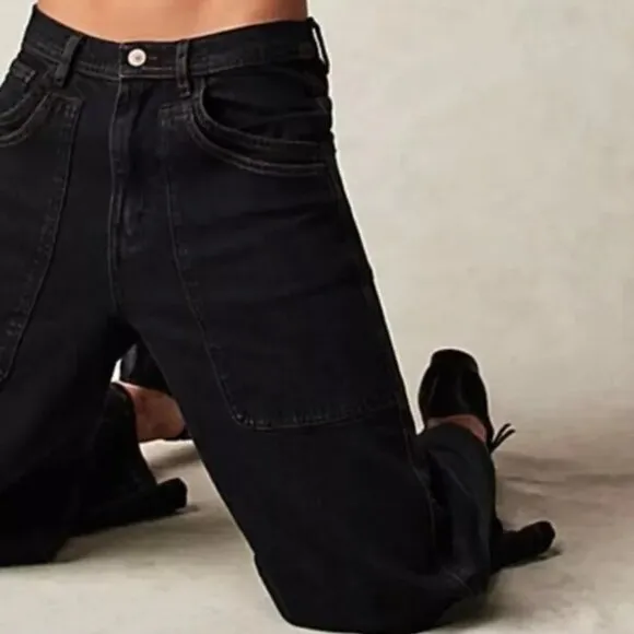 014 We The Free People Piper Mid Rise Crop Wide Leg Jeans Size 26