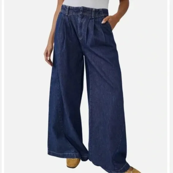 058 Free People Equinox Denim Trousers NWT Size 25