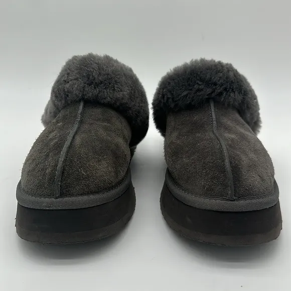 100% Authentic UGG Soft Disquette Platform Slippers Women's Shoes Charcoal SZ 11