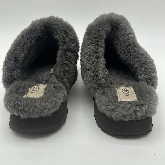 100% Authentic UGG Soft Disquette Platform Slippers Women's Shoes Charcoal SZ 11