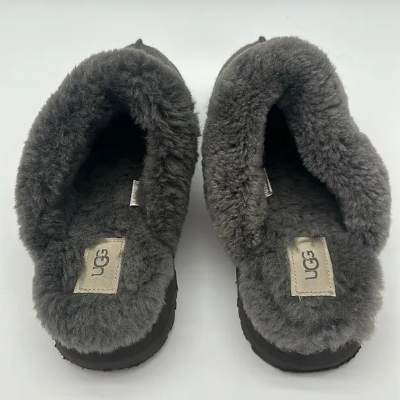 100% Authentic UGG Soft Disquette Platform Slippers Women's Shoes Charcoal SZ 11