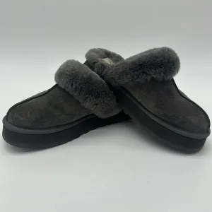 100% Authentic UGG Soft Disquette Platform Slippers Women's Shoes Charcoal SZ 11