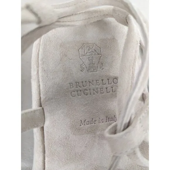 $1195 Brunello cucinelli Sz EU 37 6.5-7 wrap sandal crystal platform Monili