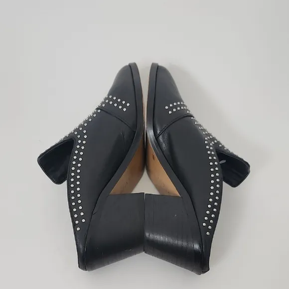 1.State Lon Black Genuine Leather Studded Mules Size 6