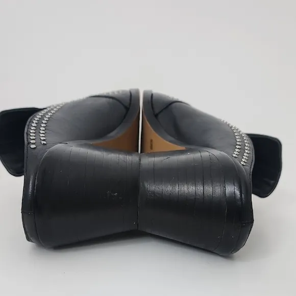 1.State Lon Black Genuine Leather Studded Mules Size 6