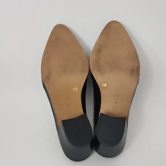1.State Lon Black Genuine Leather Studded Mules Size 6
