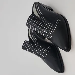 1.State Lon Black Genuine Leather Studded Mules Size 6
