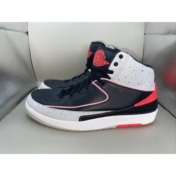 2014 Jordan 2 Retro Infrared 23 Mens 9.5 Black Red Cement 385475-023 Basketball
