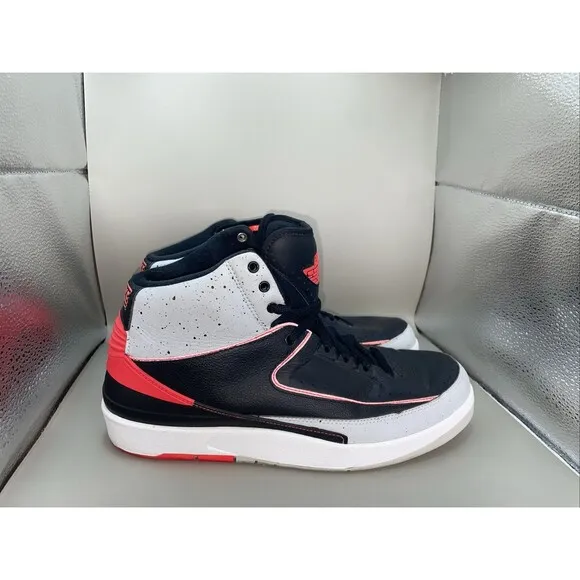 2014 Jordan 2 Retro Infrared 23 Mens 9.5 Black Red Cement 385475-023 Basketball