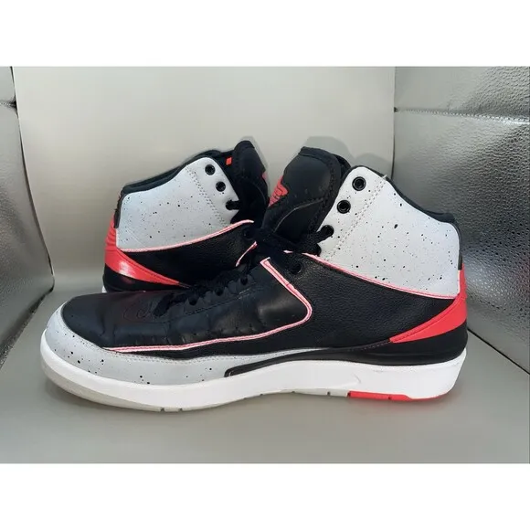 2014 Jordan 2 Retro Infrared 23 Mens 9.5 Black Red Cement 385475-023 Basketball