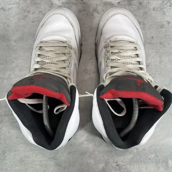 2017 Nike Air Jordan Retro 5‎ &quot;White Cement&quot; Black Basketball Shoes Size 11