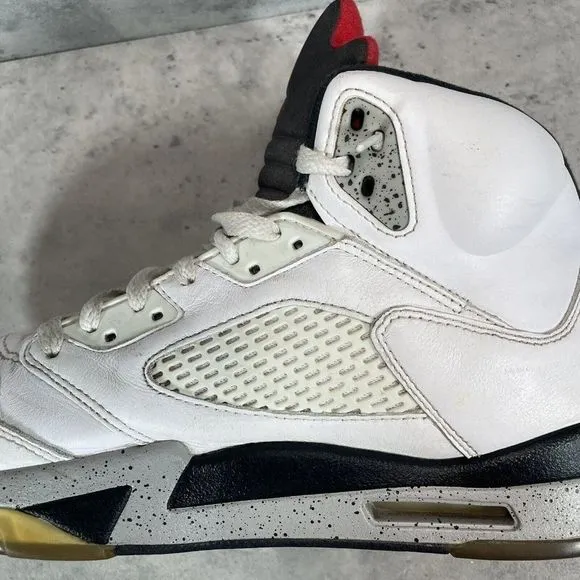 2017 Nike Air Jordan Retro 5‎ &quot;White Cement&quot; Black Basketball Shoes Size 11