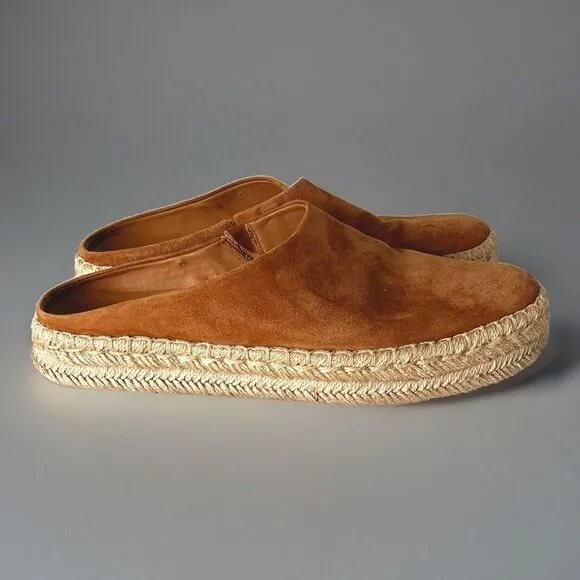 $250 VINCE ULLA TAN SUEDE ESPADRILLE MULE PLATFORM SHOES SLIDES 9 /‎ 39
