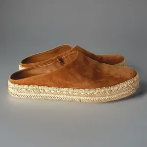 $250 VINCE ULLA TAN SUEDE ESPADRILLE MULE PLATFORM SHOES SLIDES 9 /‎ 39