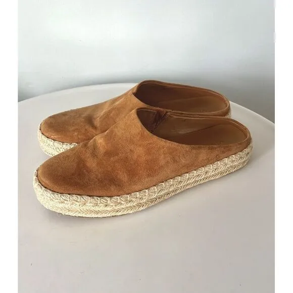 $250 VINCE ULLA TAN SUEDE ESPADRILLE MULE PLATFORM SHOES SLIDES 9 /‎ 39
