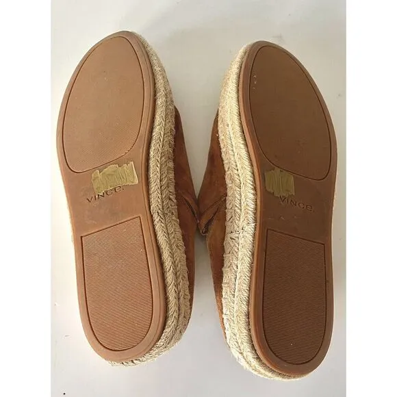 $250 VINCE ULLA TAN SUEDE ESPADRILLE MULE PLATFORM SHOES SLIDES 9 /‎ 39