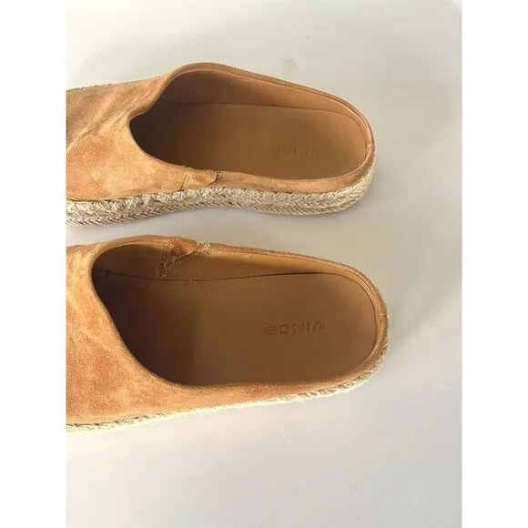 $250 VINCE ULLA TAN SUEDE ESPADRILLE MULE PLATFORM SHOES SLIDES 9 /‎ 39