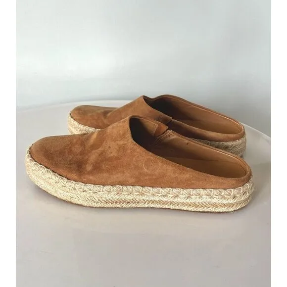 $250 VINCE ULLA TAN SUEDE ESPADRILLE MULE PLATFORM SHOES SLIDES 9 /‎ 39