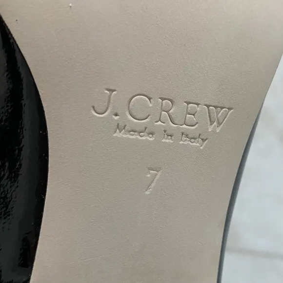 $258 J. Crew Made in Italy Black Patent Leather Block Heels Ankle Boots size 7