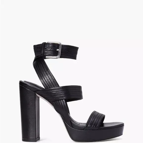 $295 Paige Isla Platform Leather Sandals Black 11M