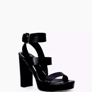 $295 Paige Isla Platform Leather Sandals Black 11M
